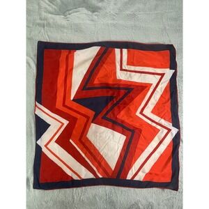 Abstract geometric vintage scarf red navy white zig zag 70s mod